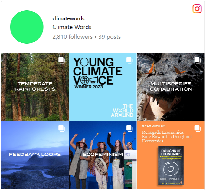 Climatewords Instagram collage