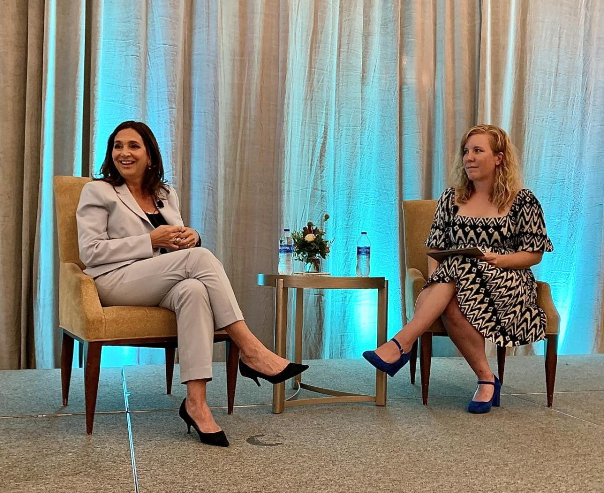 Bath & Body Works CEO Gina Boswell speaks with Columbus Business First Assistant Managing Editor Eleanor Kennedy at the Women of Influence Awards Reception. " "