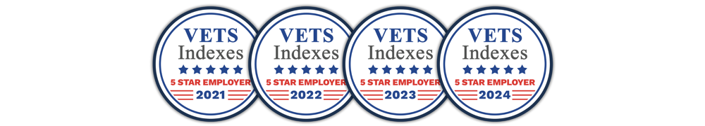 VETS Indexes award badges from 2021-2024