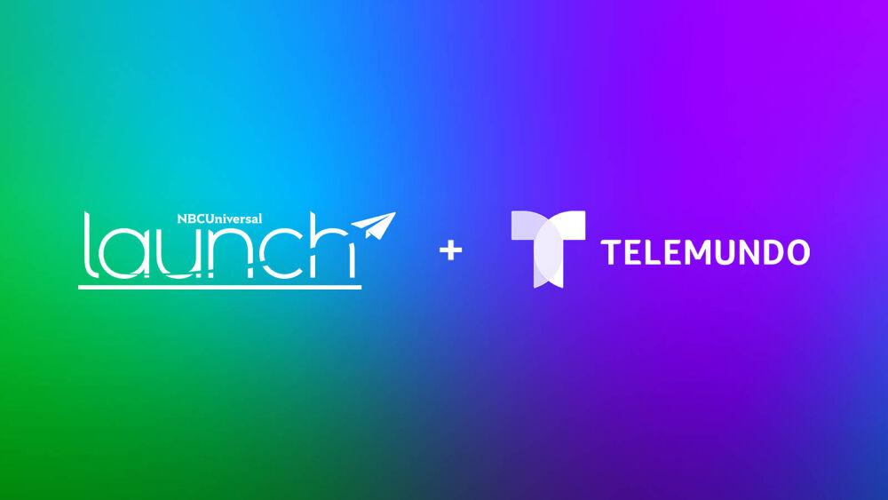 NBCU LAUNCH + Telemundo logos on a multicolor background