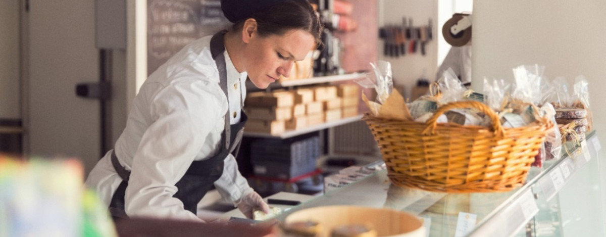 Woman working at a bakery
