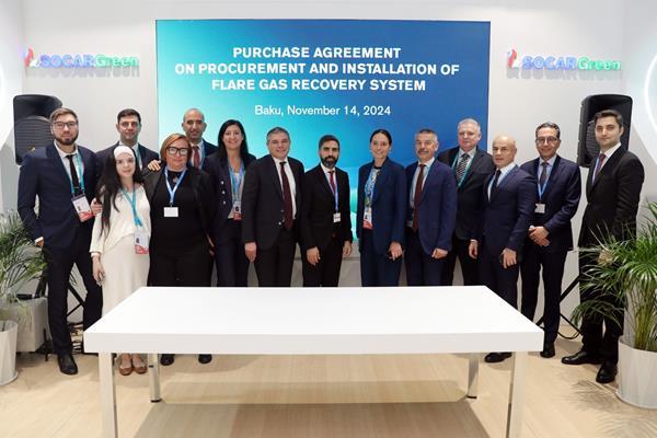 Members of the Baker Hughes and SOCAR teams at COP29 in Baku, Azerbaijan. " "