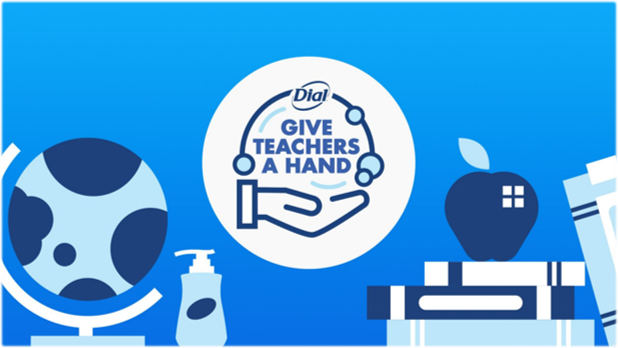 Dial logo above the phrase, "Give Teachers a Hand"