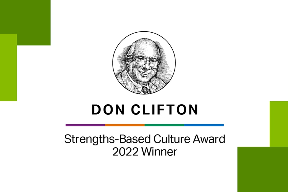 Don Clifton Image and text: Strengths-Based Culture Award 2022 Winner