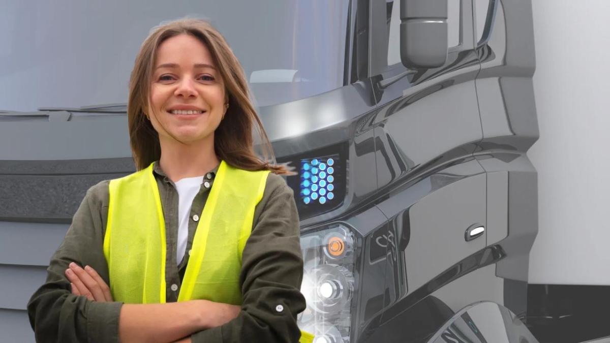 Lara in front of her truck