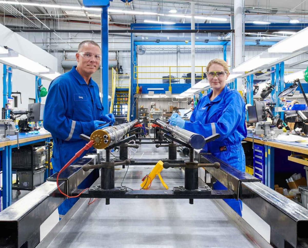 Two people at work