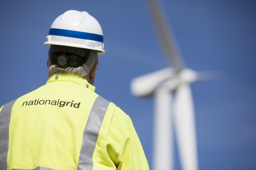 National Grid worker and wind turbine