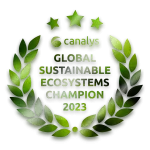 The seal for Canalys global sustainable ecosystems leadership Champion.
