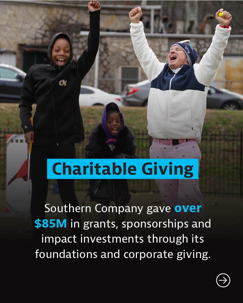 "charitable giving" with people cheering in background