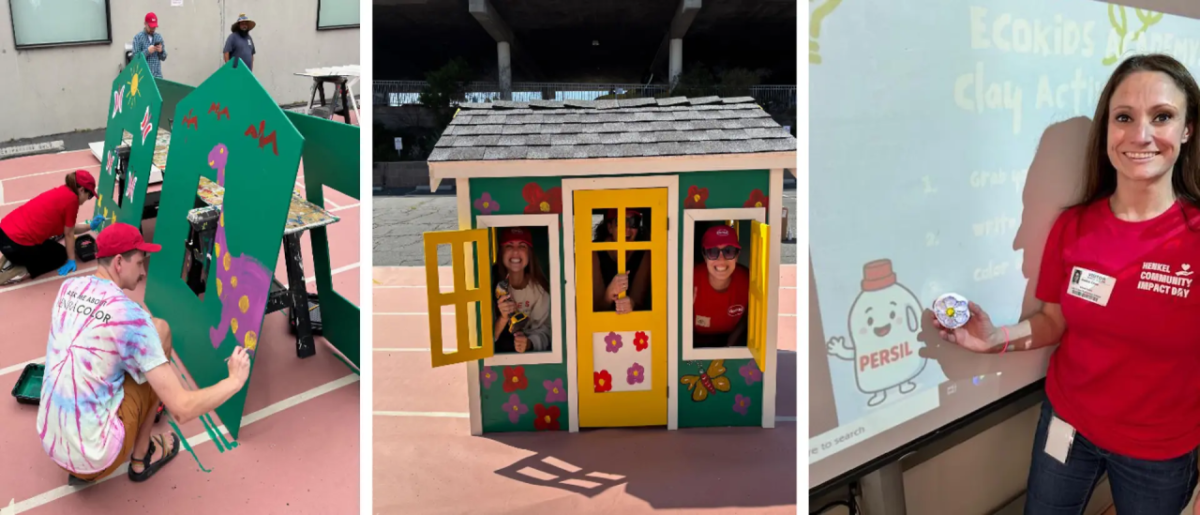 Collage of Henkel employees volunteering