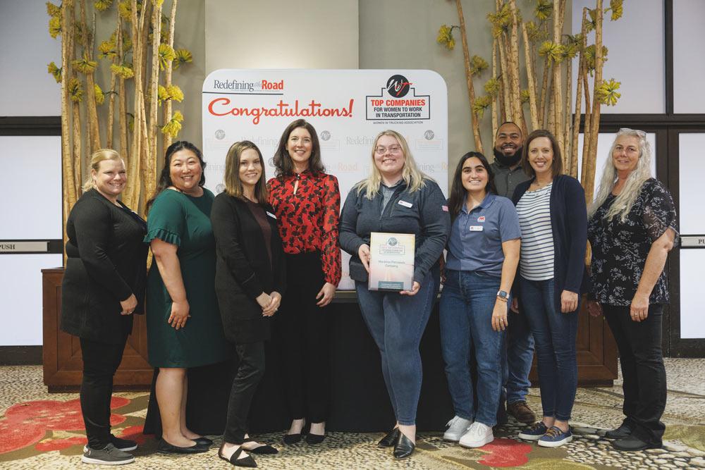 (L to R) Marathon employees Marisa Bernard, Hannah Shank, Lindsay Morgan, WIT President & CEO Jennifer Hedrick, Shyanne Mickley, Bia Regly, Sylvan Dulin, Meagan Cunningham and Rhonda Demuth " "