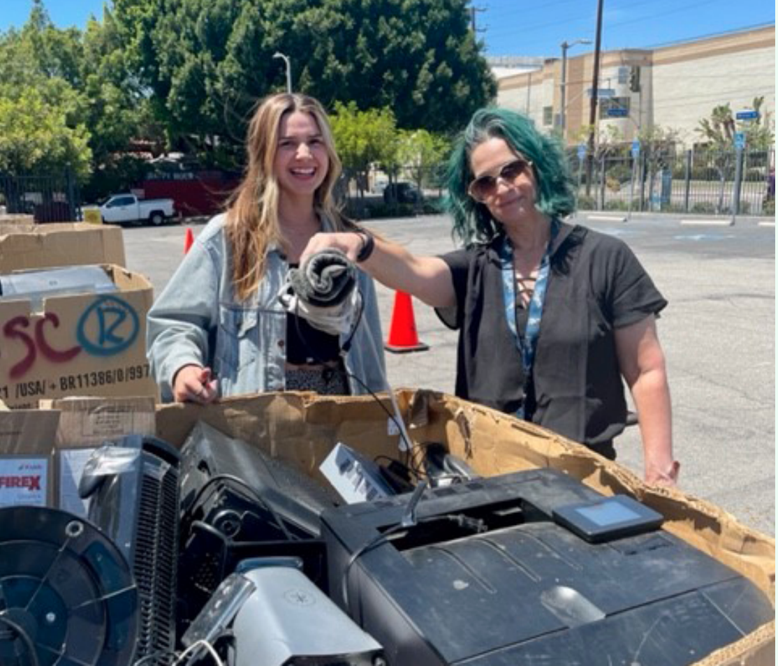 Paramount Pictures employees participate in an e-waste drive " "