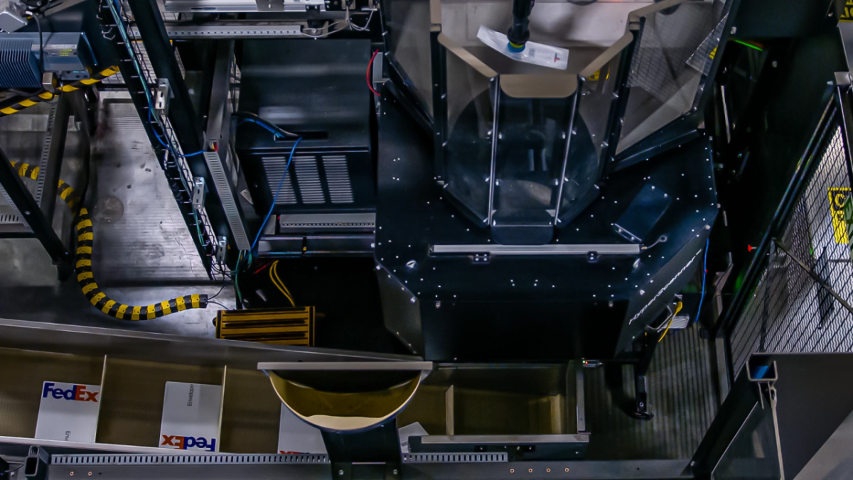 overhead view of an automated assembly line