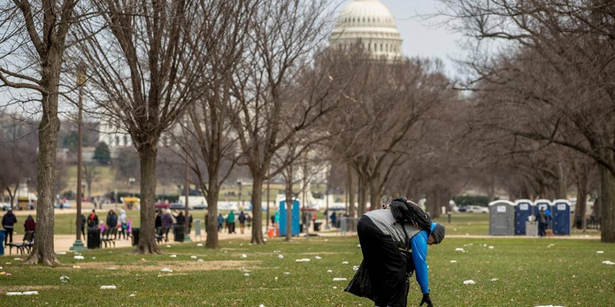 One of the more visible impacts of the shutdown is garbage piling up in parks. Via The Conversation, AP Photo/Andrew Harnik