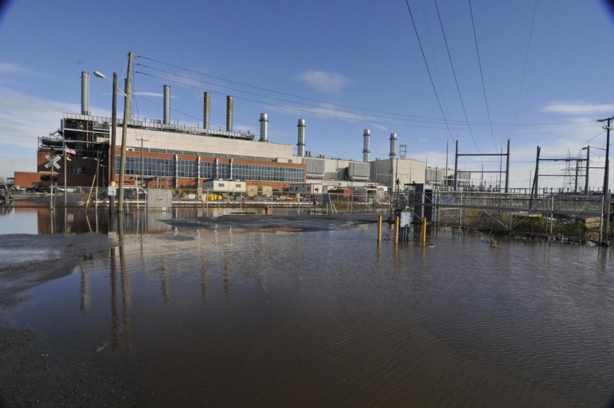 Flooding near power plant