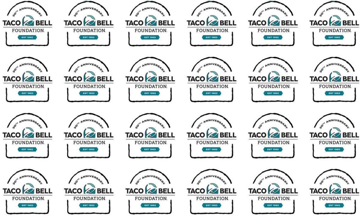 repeated logo image of "30th anniversary Taco Bell Foundation"