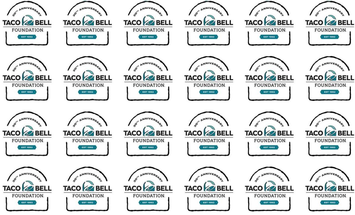 repeated logo image of "30th anniversary Taco Bell Foundation"
