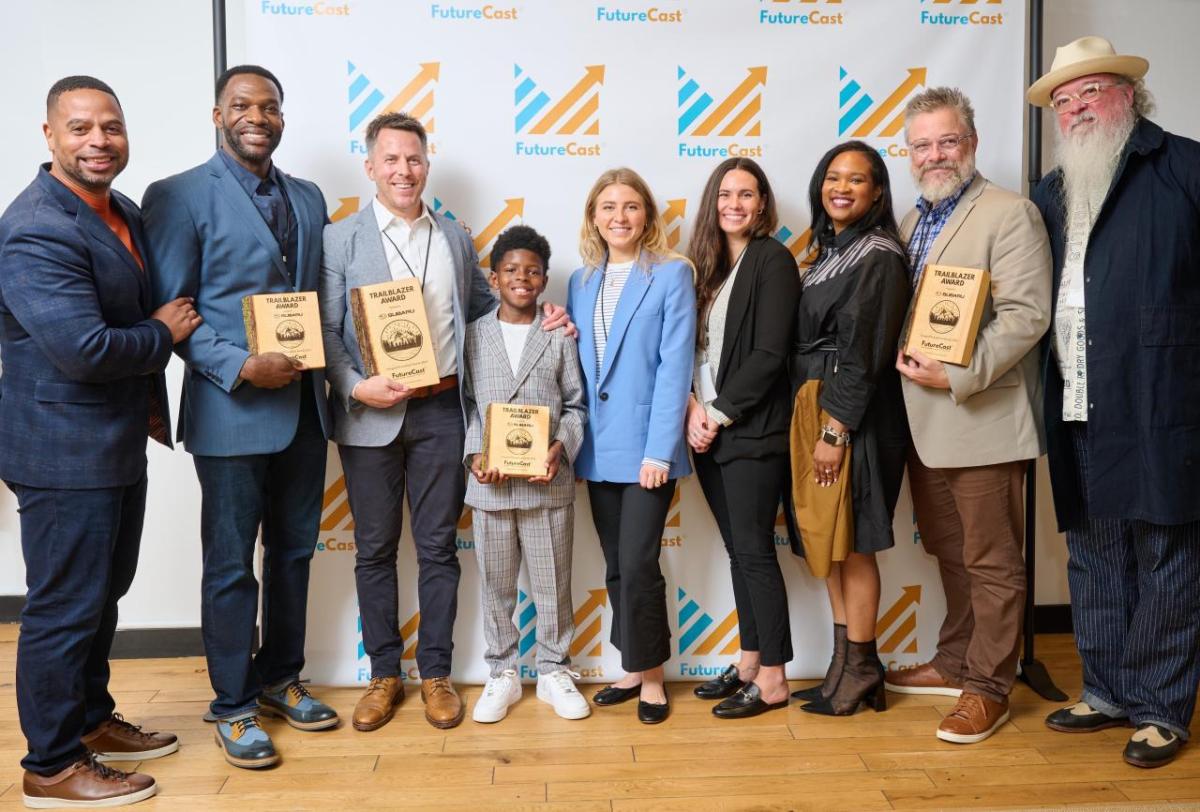 L to R: The FutureCast Foundation Founder and CEO Julian S. Newman, Actor DeMark Thompson, Brian Cavallucci (Subaru), Emmy Nominated Deaf Actor Keivonn Woodard, Sionna Kelly (Subaru), Callie McIntyre (Carmichael Lynch), Ashley Estes (Subaru), Marcus Fischer (Carmichael Lynch), and Randy Hughes (Carmichael Lynch). Photo Credit: Sheldon Botler. Photo courtesy of EINPresswire " "