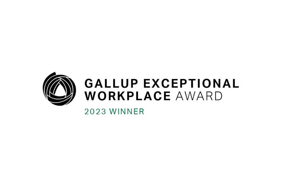 Gallup Exceptional Workplace Award 2023 Winner and logo