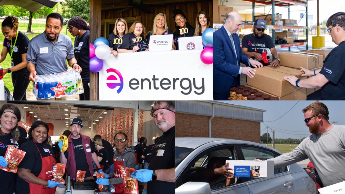 Collage of Entergy employees volunteering