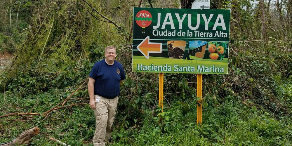 Jeff Poyner’s volunteer work in Jayuya included mobilizing a local school’s kitchen and securing a satellite phone for the community’s use.