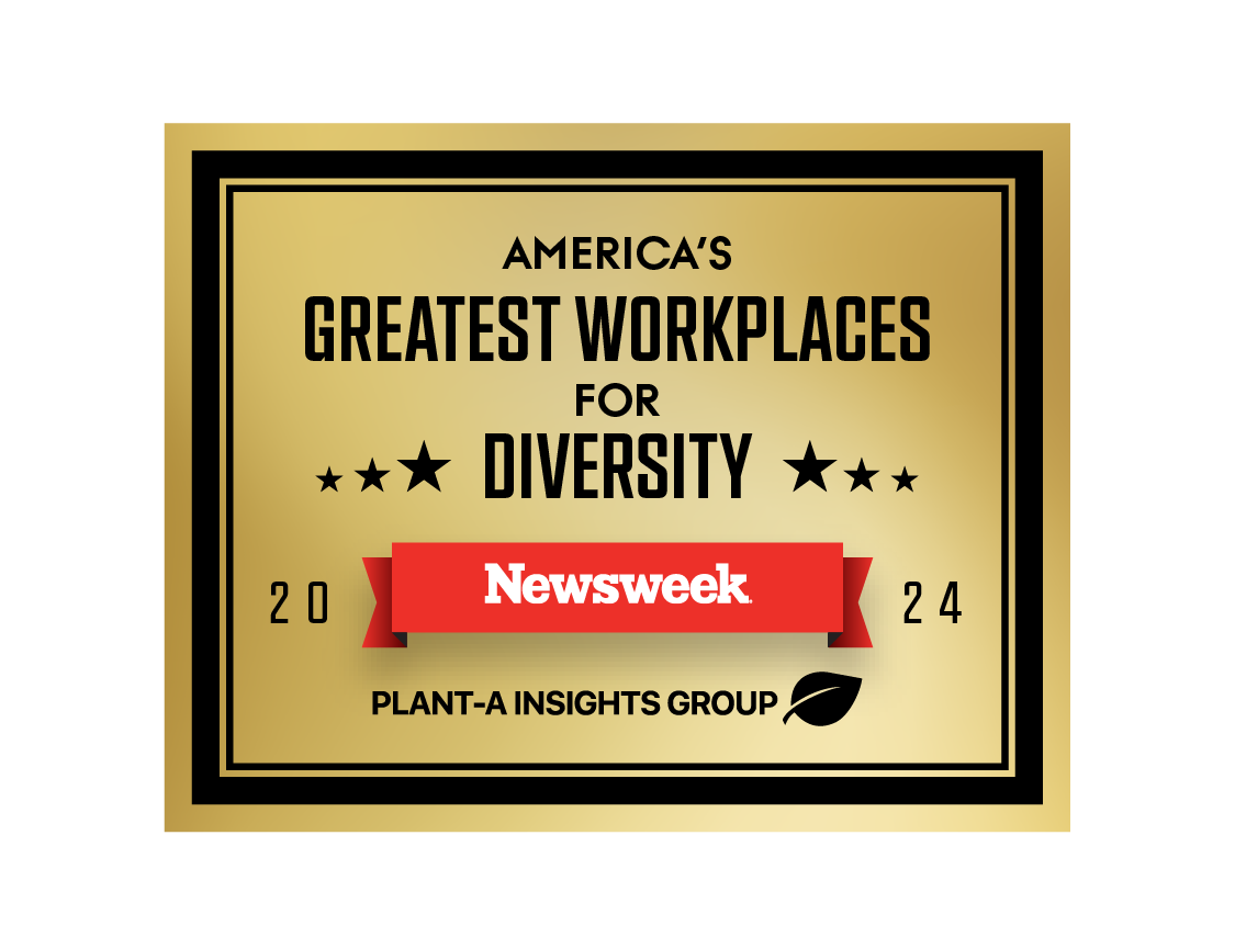 "America's Greatest Workplaces For Diversity 2024" award badge.