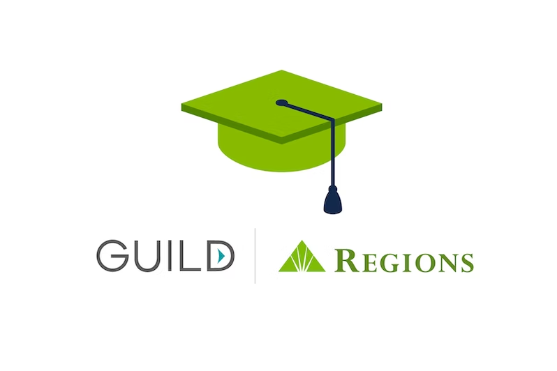 Graduation cap with Guild and Regions logos