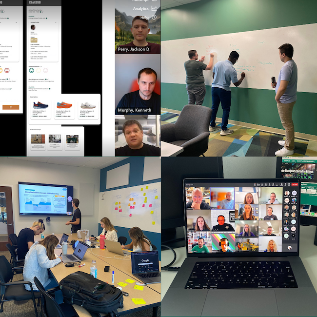 Hackathon Collage showing DSG Teams working to develop prototypes in DICK’S Sporting Goods’ fourth annual Hackathon.