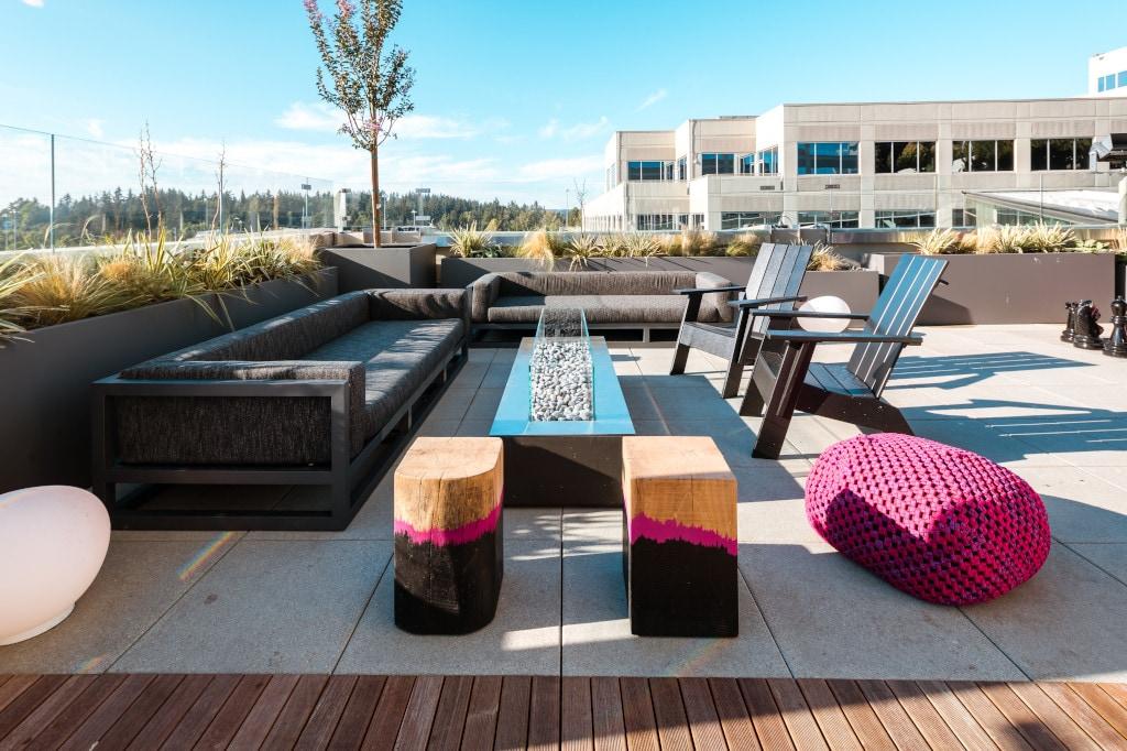 Exterior furniture outside T-Mobile headquarters