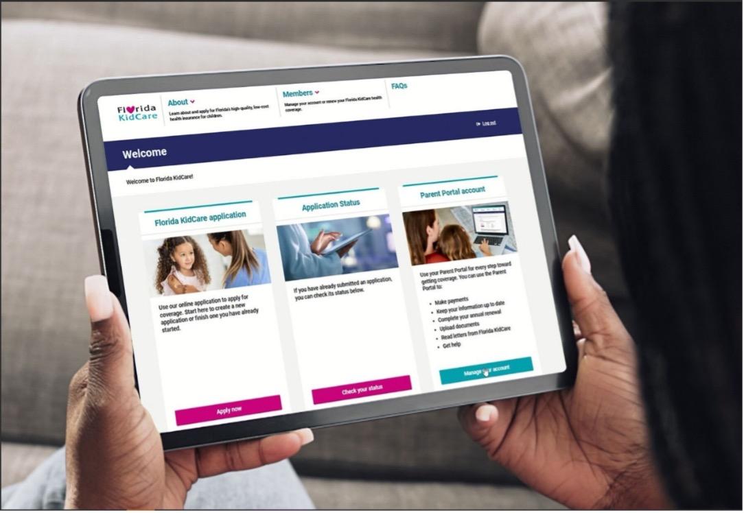 digital portal, shown on tablet