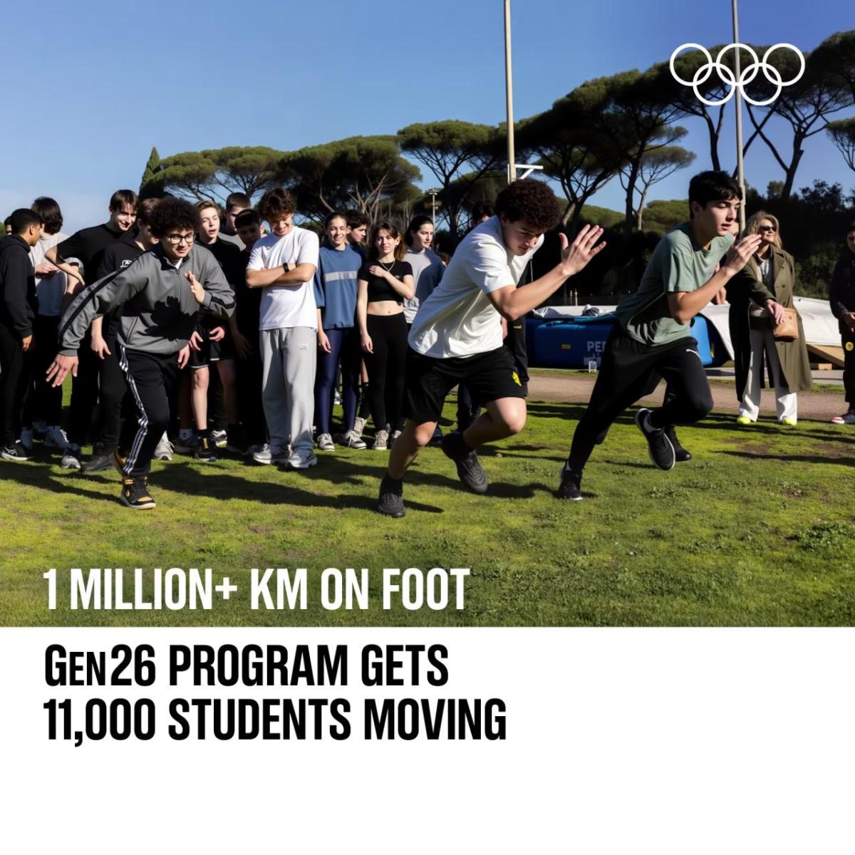 children running with "1 million km on foot - gen26 program gets 11,000 students moving"
