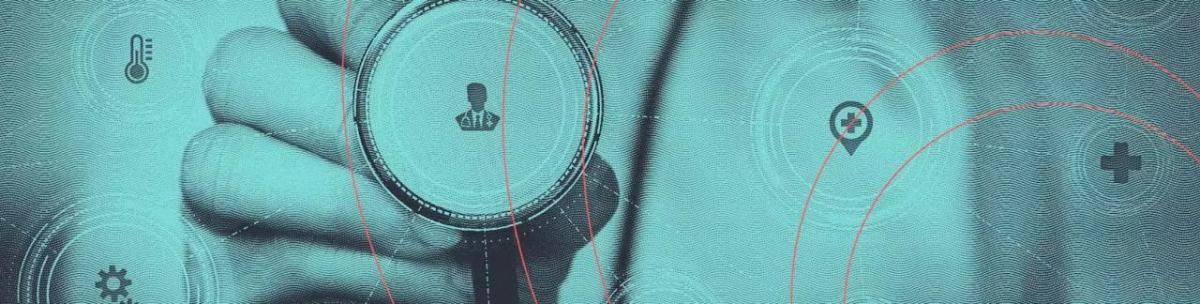 A stethoscope held up. A green tint over the image.