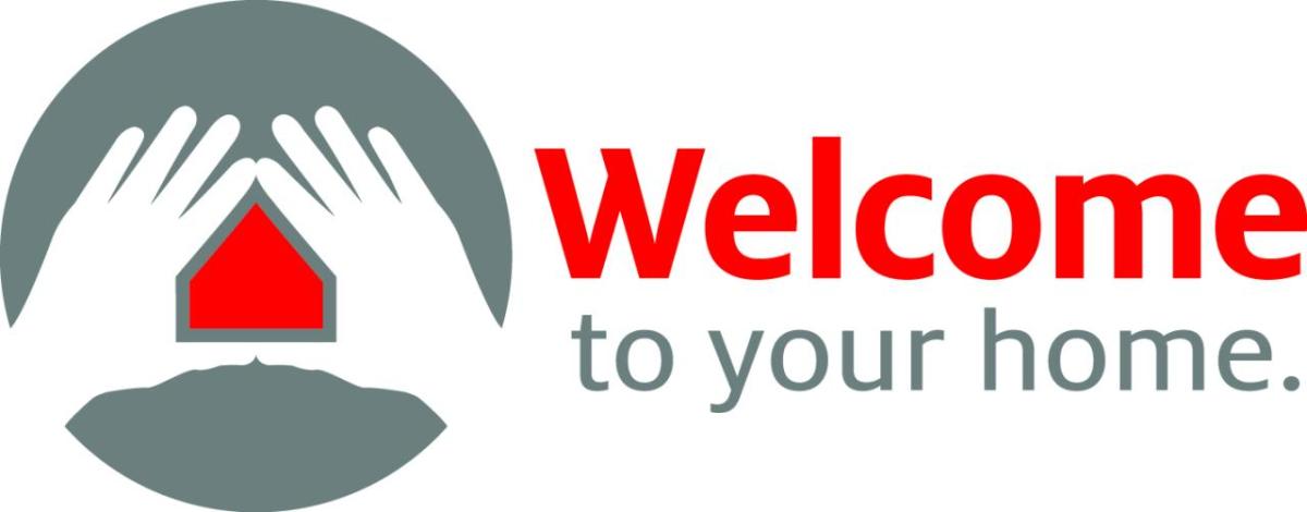 Welcome to your home with hands logo