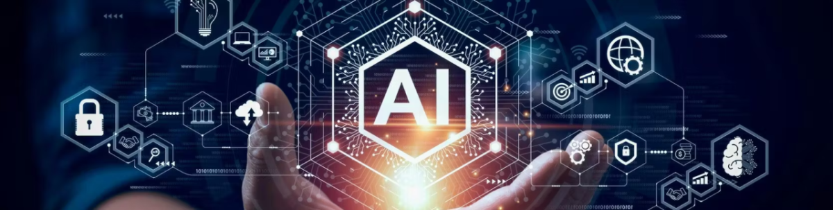 Hands holding an AI symbol graphic
