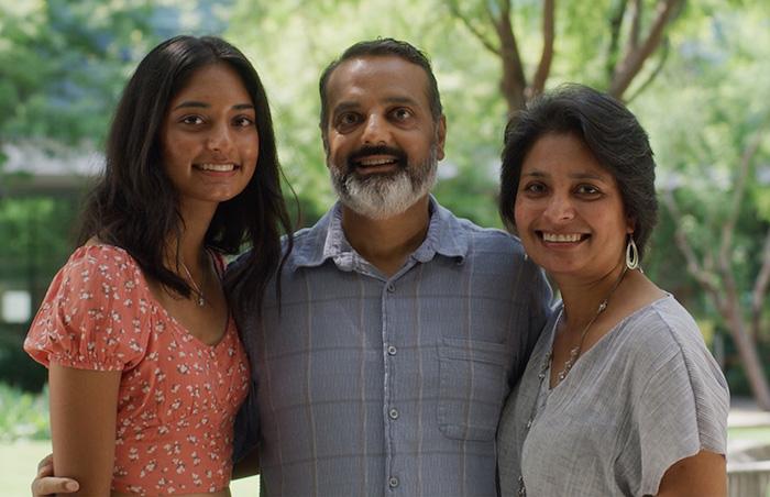 Photo of AJ Patel, his wife and daughter.