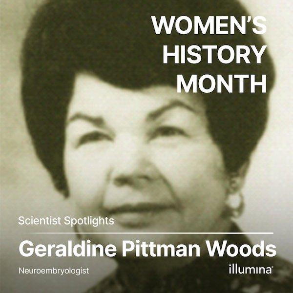 Photo of Geraldine Pittman Woods: Scientist Spotlights, Women's History Month, Illumina.