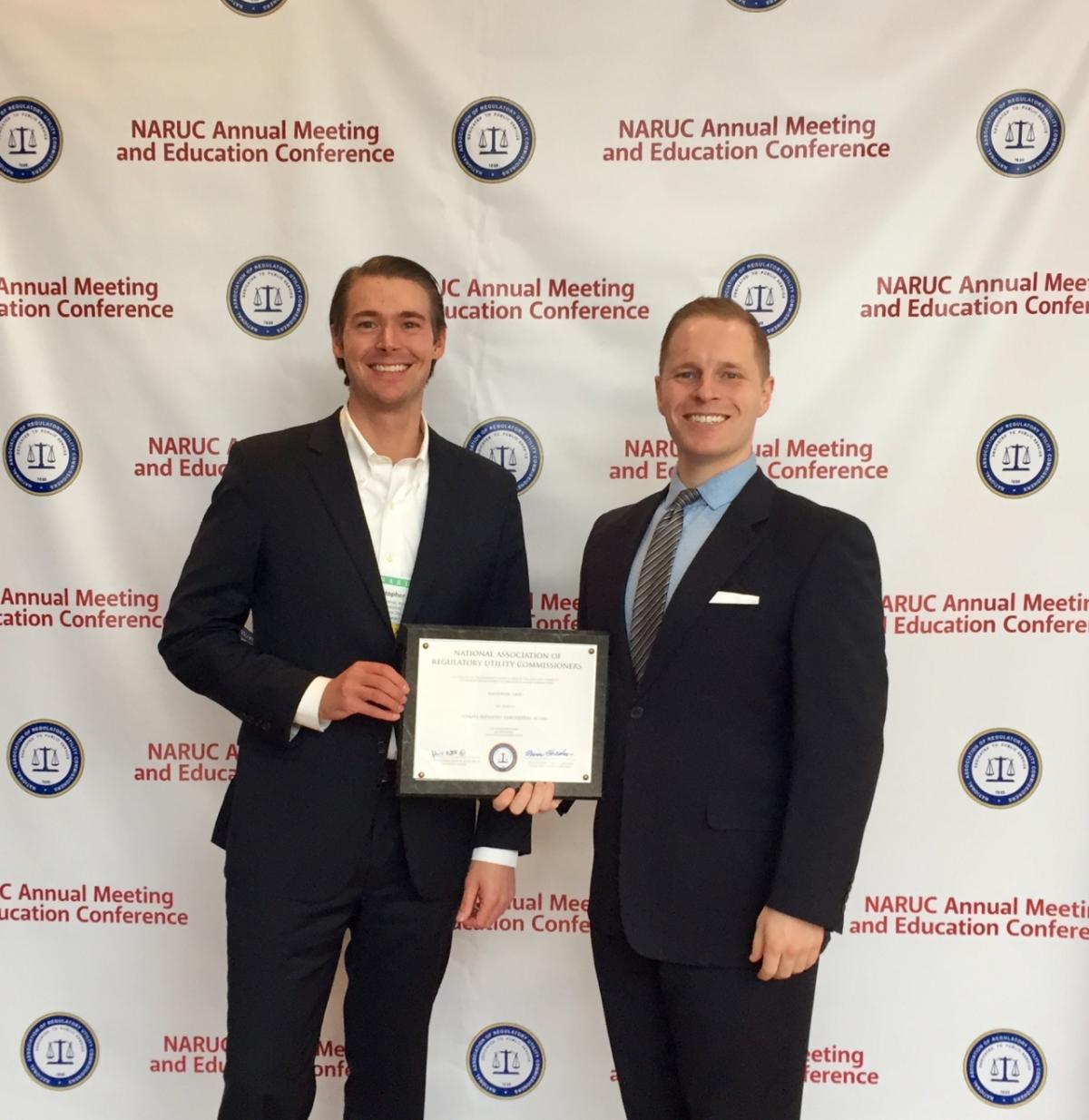 Left to right: Christopher Long, Director of Strategic Accounts, AutoGrid and Owen Brady, Program Manager, National Grid, receive the NARUC “Utility Industry Innovation In Gas Award.”