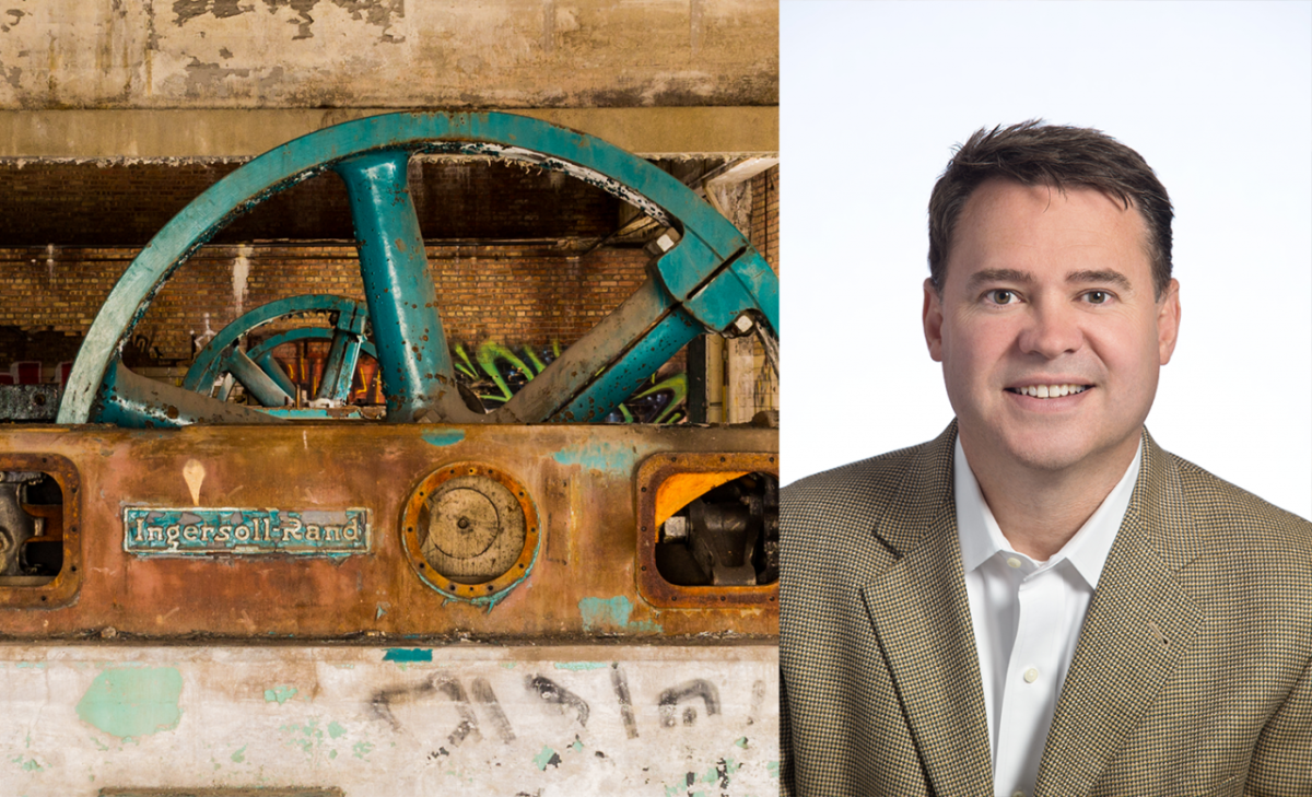 Ingersoll Rand machinery and CSO Scott Tew. Photo Credit: GreenBiz