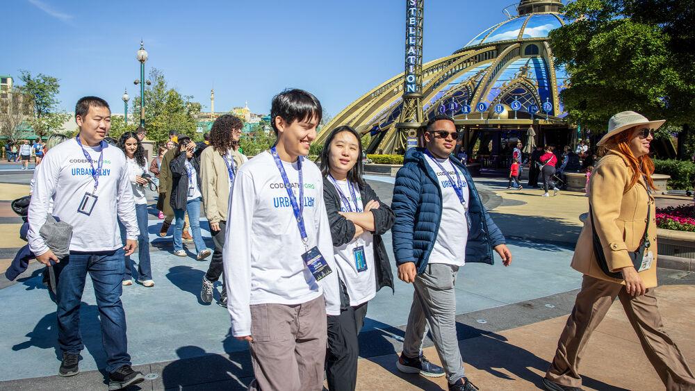 students walking together