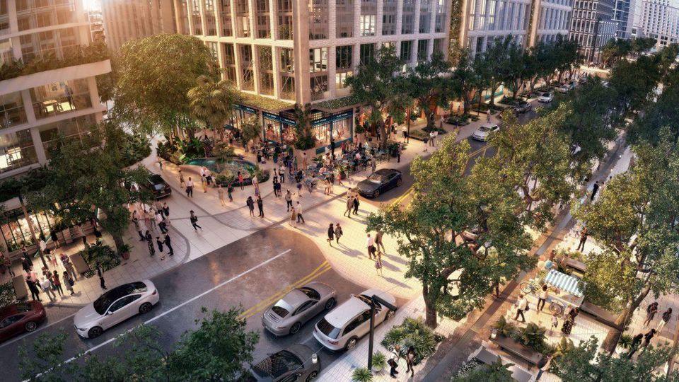 Water Street Tampa is the first neighborhood in the world to earn the WELL Community Standard designation. Interface Media Rendering.