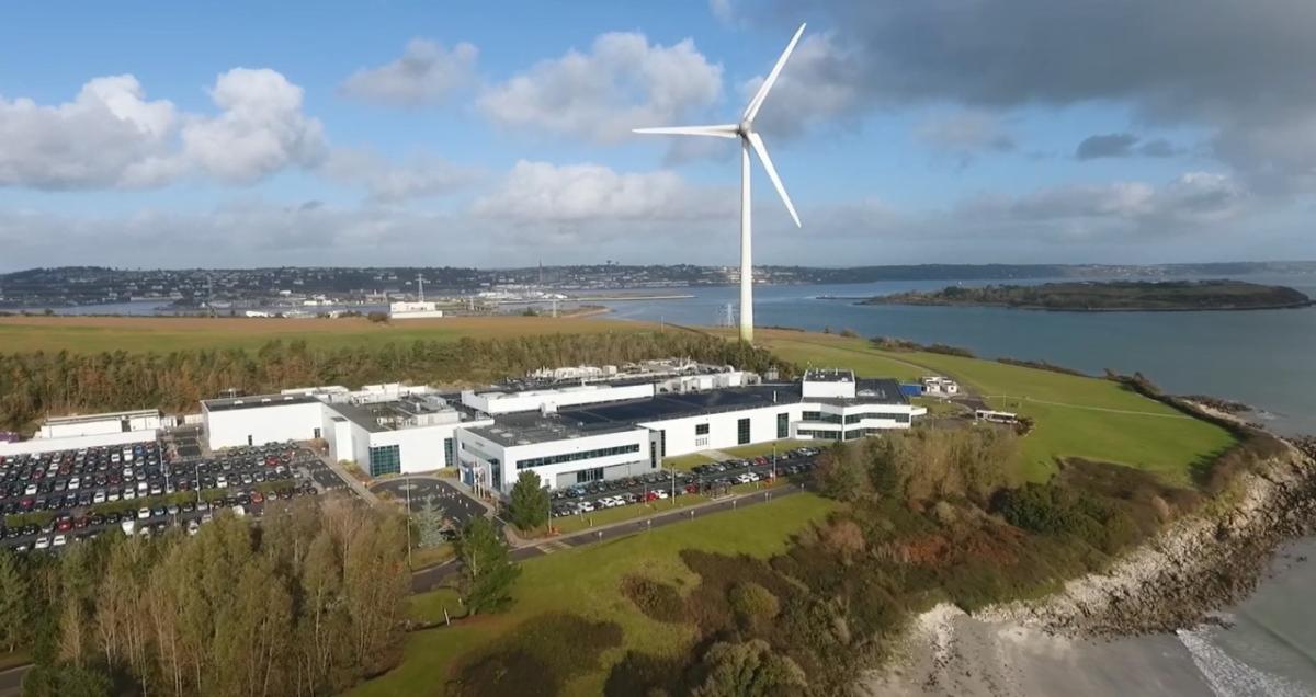 Wind turbine at Johnson & Johnson's DePuy Synthes Cork, Ireland campus (pictured here)