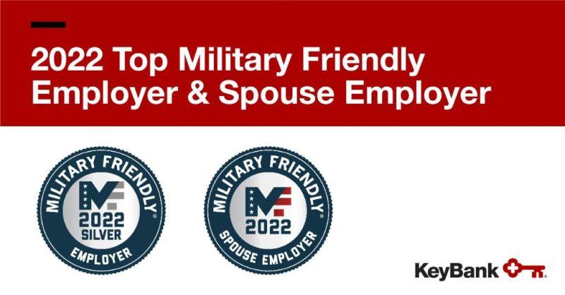 KeyBank 2022 Top Military Friendly Employer & Spouse Employer logo.