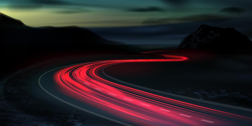 Long exposure of brake lights on a road