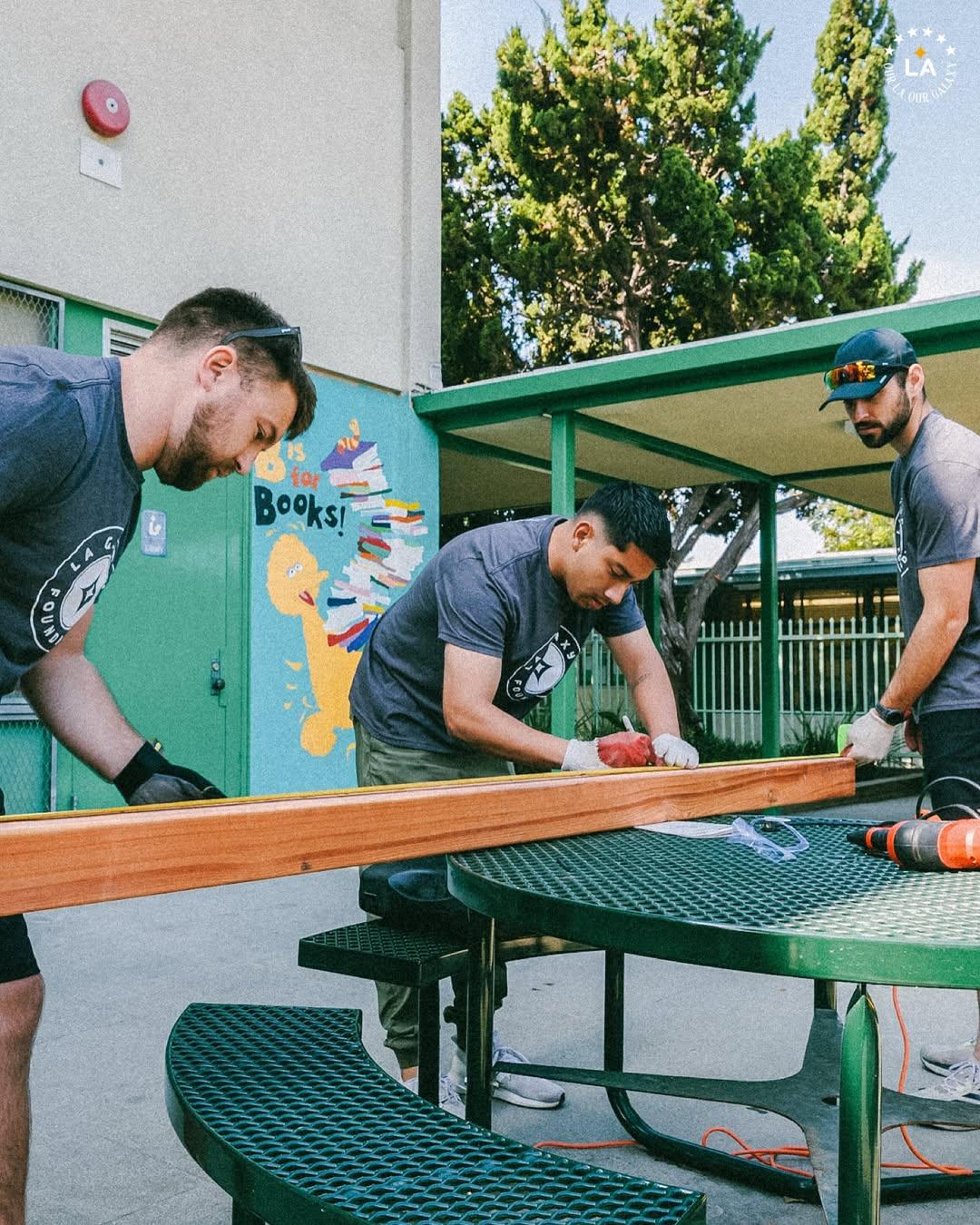 Volunteers helped constructed new ADA-compliant garden beds.