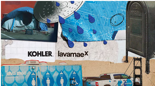 A mural of abstract images "Kohler lavamaex"