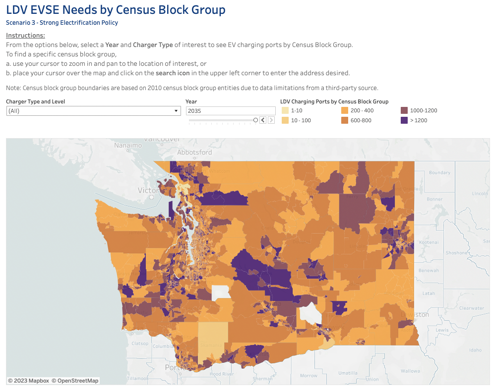 LDV EVSE Needs by Census Block Group infographic