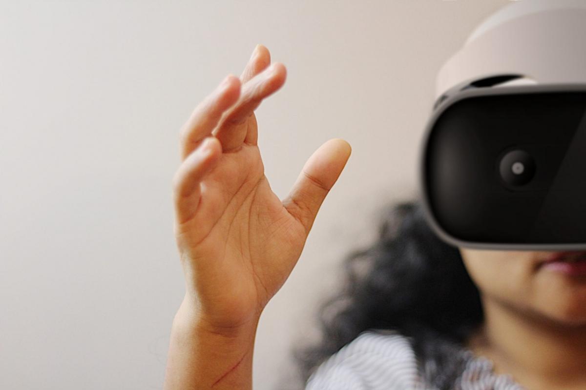 Woman wearing a VR headset