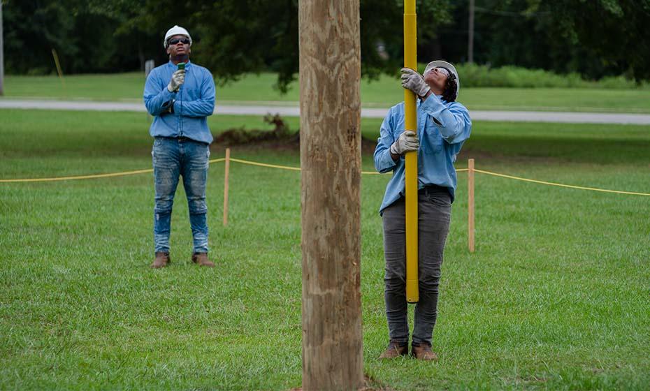 Lineworkers on the ground