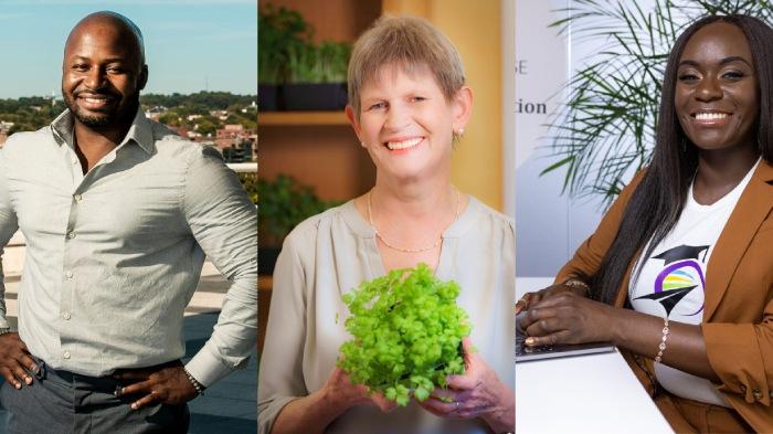 Jevon Wooden, CEO of Live Not Loathe; Margo Clayson, CEO of The Mighty Microgreen; and Samantha Sinclair, CEO of Pathway to Purpose. 