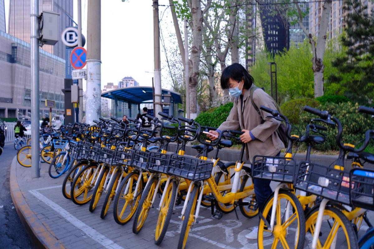 Mobility-as-a-Service bikes lined up in the street